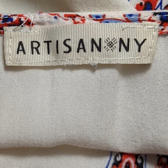 ARTISAN NY  Keyhole Tassel Tie Neckline Sleeveless Boho Print Rayon Top - Picture 2 of 11